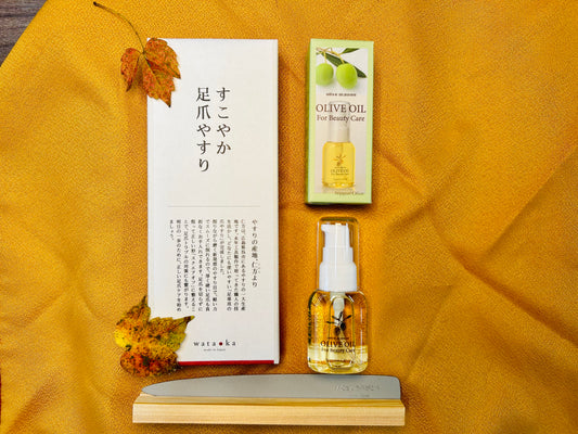 敬老の日に贈る すこやか足爪やすり・オリーブオイルおすすめセット